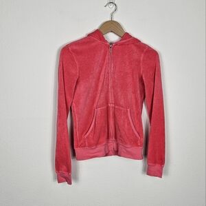 Juicy Couture Velour Zip-up Hoodie Women's Size L Pink Style# 10484 Y2K 2000's